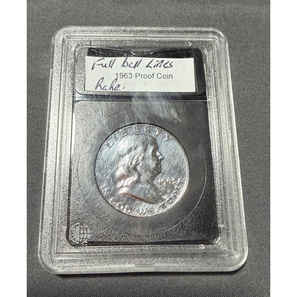 1963 Benjamin Franklin Half Dollar Proof Coin Full Bell Lines FBL Rare Slabbed